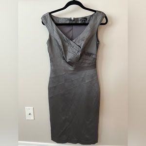 Le Chateau Grey Fitted Off the Shoulder Dress